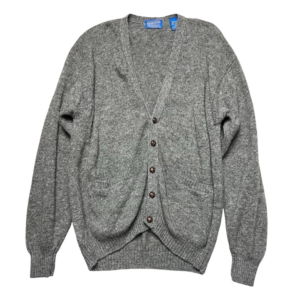 VTG Pendleton 100% Virgin Wool Gray Knit Cardigan Sweater Men’s  XL